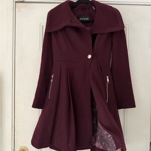 Guess Burgundy vintage antique 90s super cute womens Jacket with Floral Lining